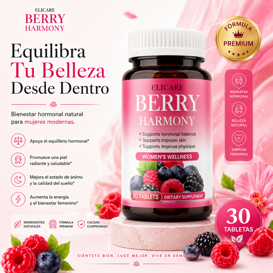 SUPLEMENTO HORMONAL BERRY HARMONY PARA LA SALUD FEMENINA (30 COMPRIMIDOS)